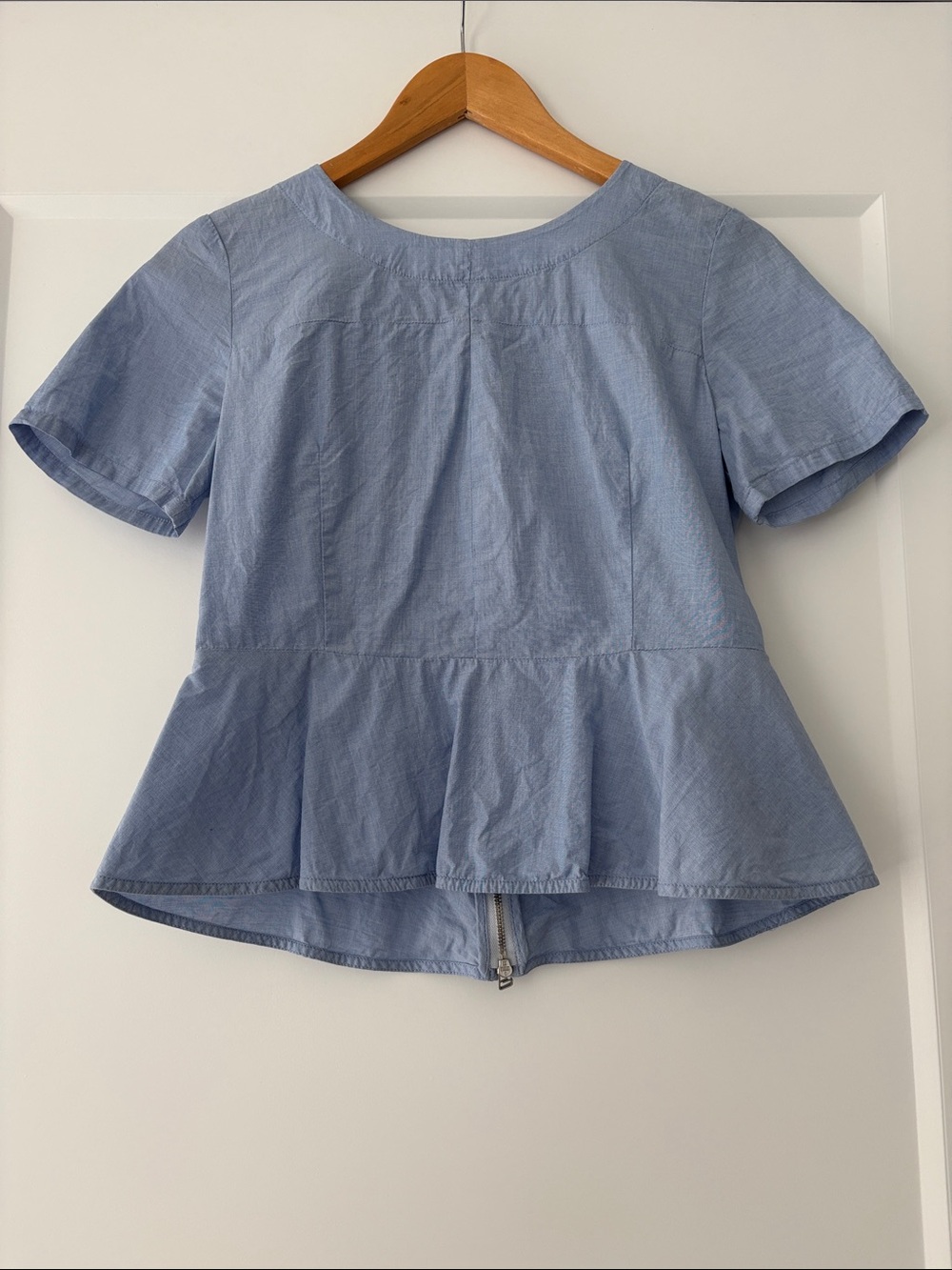 GAP Light Blue Peplum Short Sleeve Blouse